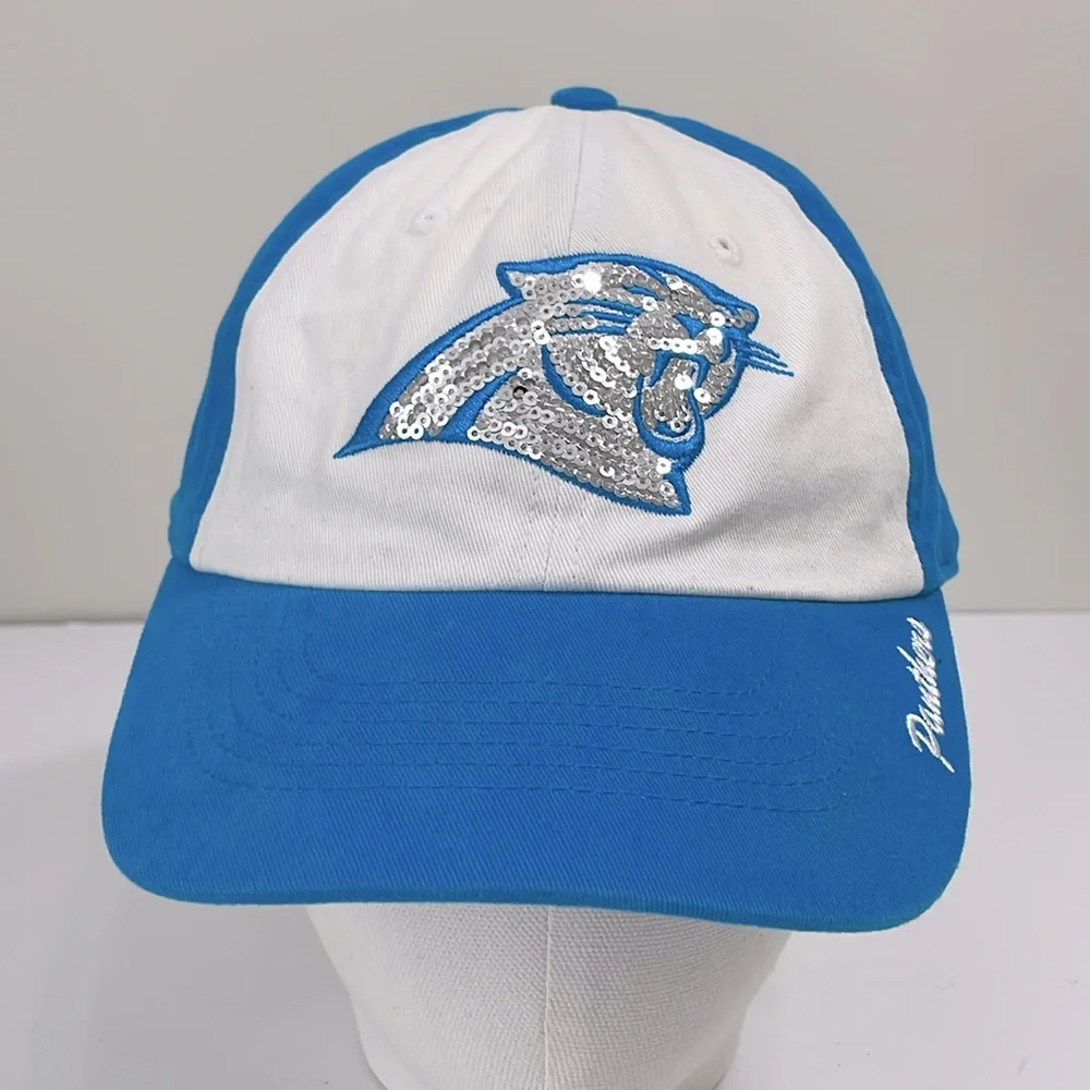 NFL Team Apparel one size adjustable Carolina Panthers‎ sequin baseball hat.